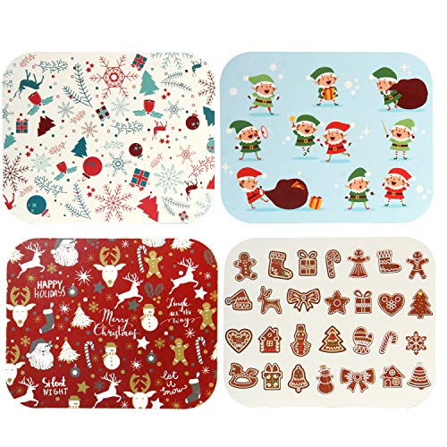 JOYIN 48 Pcs Christmas Cookie Tins with Lids for Gift Giving, Rectangular Treat Foil Containers, Tupperware Disposable Food Storage Pan for Holiday Leftovers Goodie Container or Cookie Exchange