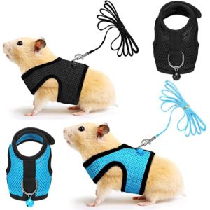 2 pieces guinea pig clothes baby ferret rats hamster soft mesh harness leash vest set with bell for guinea pigs, hamster, ferret, rabbit, chinchilla and similar small animals