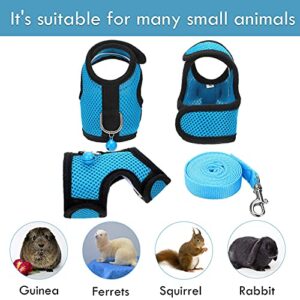 2 Pieces Guinea Pig Clothes Baby Ferret Rats Hamster Soft Mesh Harness Leash Vest Set with Bell for Guinea Pigs, Hamster, Ferret, Rabbit, Chinchilla and Similar Small Animals