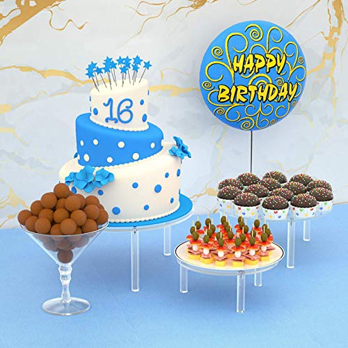 3pcs Round Clear Acrylic Cake Stands Cake Holder for Cupcake Dessert Cake Pizza