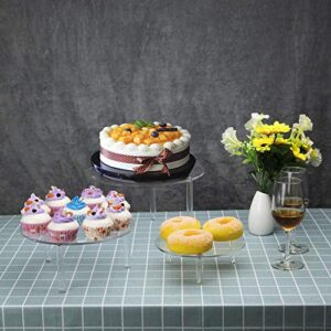 3pcs Round Clear Acrylic Cake Stands Cake Holder for Cupcake Dessert Cake Pizza