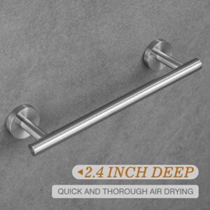 USHOWER 9-Inch Hand Towel Bar, Total Length 12 Inch Brushed Nickel Towel Rack Wall Mounted, SUS304 Stainless Steel Modern Home Decor Towel Holder for Bathroom.