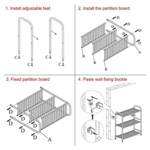 JSB 3-Tier Adjustable Shelving Unit, Heavy Duty Storage Rack Organizer Metal Corner Shelf for Kitchen Living Room Laundry Pantry Bathroom (Black, 3 Tier)…