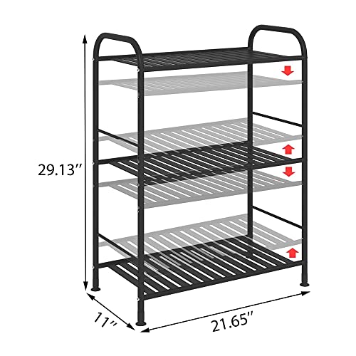 JSB 3-Tier Adjustable Shelving Unit, Heavy Duty Storage Rack Organizer Metal Corner Shelf for Kitchen Living Room Laundry Pantry Bathroom (Black, 3 Tier)…