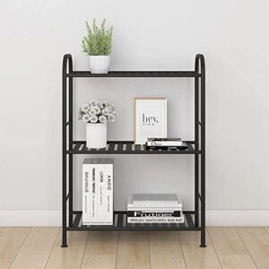 JSB 3-Tier Adjustable Shelving Unit, Heavy Duty Storage Rack Organizer Metal Corner Shelf for Kitchen Living Room Laundry Pantry Bathroom (Black, 3 Tier)…