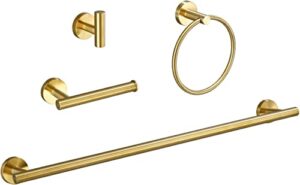 ushower bathroom hardware set, includes 18-inch bath towel bar, durable 304 stainless steel, brushed gold, 4-piece