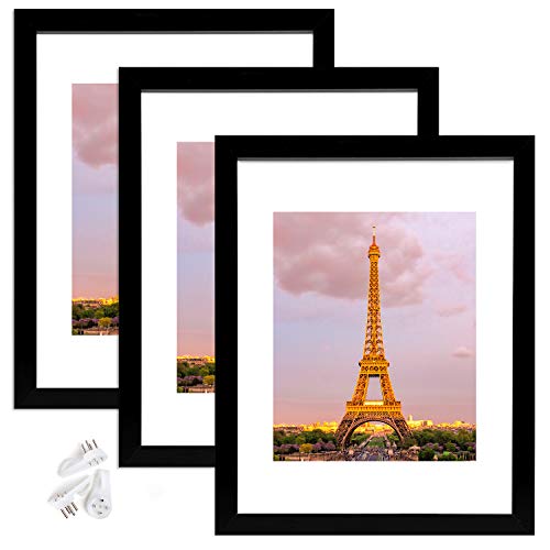 upsimples 11x14 5pack frame and 3pack frame, Display Pictures 8x10 with Mat or 11x14 Without Mat,Wall Gallery Photo Frames,Black