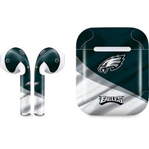 skinit decal audio skin compatible with apple airpods with lightning charging case - officially licensed nfl philadelphia eagles design