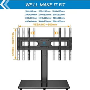 Swivel Universal TV Stand Mount for 37-70 Inch LCD OLED Flat/Curved Screen TVs-Height Adjustable Table Top TV Stand/Base with Tempered Glass Base & Wire Management, VESA 600x400mm up to 99lbs-PSTVS21