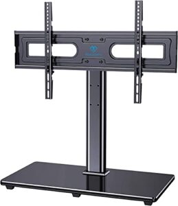 swivel universal tv stand mount for 37-70 inch lcd oled flat/curved screen tvs-height adjustable table top tv stand/base with tempered glass base & wire management, vesa 600x400mm up to 99lbs-pstvs21