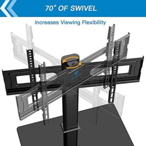 Swivel Universal TV Stand Mount for 37-70 Inch LCD OLED Flat/Curved Screen TVs-Height Adjustable Table Top TV Stand/Base with Tempered Glass Base & Wire Management, VESA 600x400mm up to 99lbs-PSTVS21