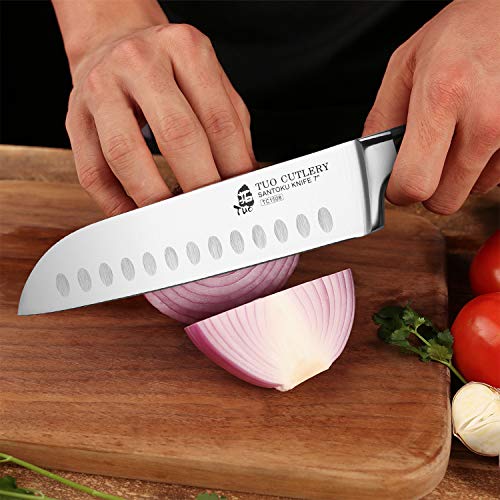 TUO Santoku Knife 7 inch-Japanese Chef Knife Asian Knife-German High Carbon Stainless Steel Japanese Cleaver Sushi Knife-Ergonomic G10 Handle with Gift Box-Legacy Series