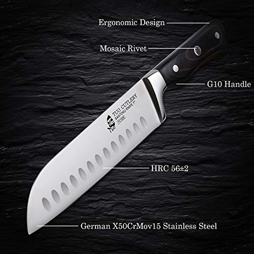 TUO Santoku Knife 7 inch-Japanese Chef Knife Asian Knife-German High Carbon Stainless Steel Japanese Cleaver Sushi Knife-Ergonomic G10 Handle with Gift Box-Legacy Series