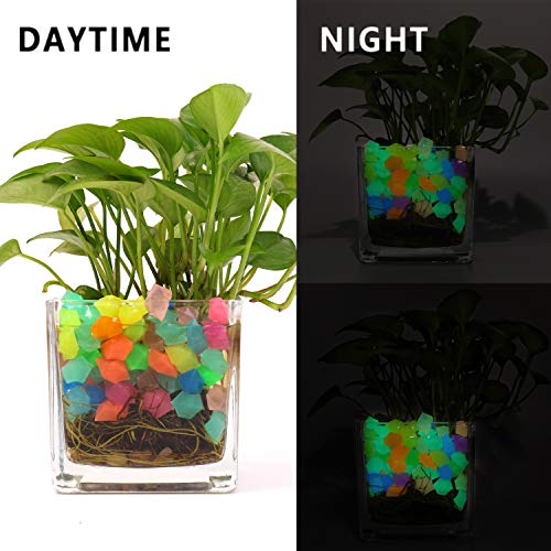 Oubest Fish Tank Decorations Rocks Little Glow in The Dark Aquarium Stones Fish Turtle Tank Pebbles Gravel Garden Rocks 300Pc 1.4cm