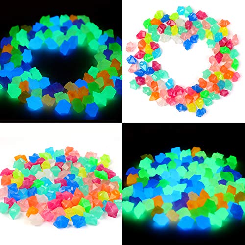 Oubest Fish Tank Decorations Rocks Little Glow in The Dark Aquarium Stones Fish Turtle Tank Pebbles Gravel Garden Rocks 300Pc 1.4cm