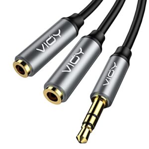 vioy headphone splitter, 3.5mm stereo audio y splitter cable male to female dual headphone jack extender for iphone, samsung, tablet, laptop, speaker, macbook (20cm)