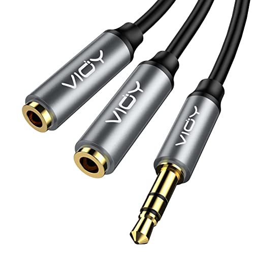 VIOY Headphone Splitter, 3.5mm Stereo Audio Y Splitter Cable Male to Female Dual Headphone Jack Extender for iPhone, Samsung, Tablet, Laptop, Speaker, MacBook (20cm)