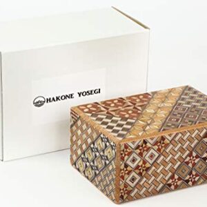 Hakone Yosegi 10 Steps, Japanese Puzzle Box, Wooden Puzzle Box, Brain-Teaser Box, prepaid Debit Cards, Secret Box, Hidden compartments for Children and Adults, Comes with a Gift Box (5in)