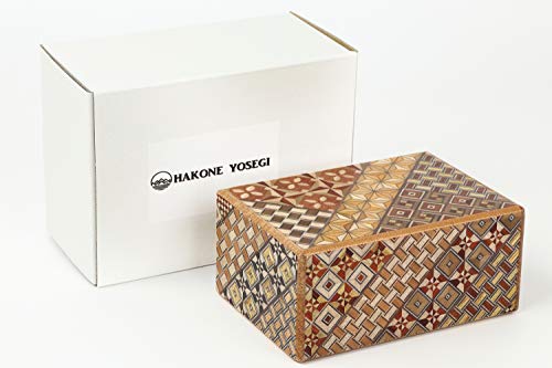 Hakone Yosegi 10 Steps, Japanese Puzzle Box, Wooden Puzzle Box, Brain-Teaser Box, prepaid Debit Cards, Secret Box, Hidden compartments for Children and Adults, Comes with a Gift Box (5in)