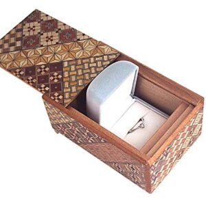 Hakone Yosegi 10 Steps, Japanese Puzzle Box, Wooden Puzzle Box, Brain-Teaser Box, prepaid Debit Cards, Secret Box, Hidden compartments for Children and Adults, Comes with a Gift Box (5in)