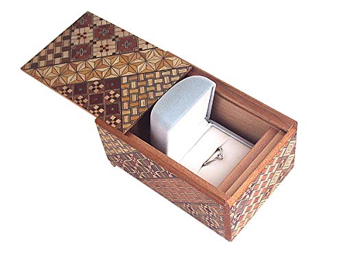 Hakone Yosegi 10 Steps, Japanese Puzzle Box, Wooden Puzzle Box, Brain-Teaser Box, prepaid Debit Cards, Secret Box, Hidden compartments for Children and Adults, Comes with a Gift Box (5in)