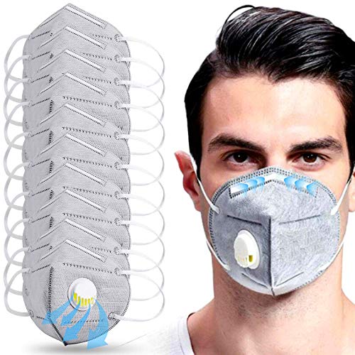 Face Mask Disposable 10 Pack | Sport Face Mask with Breathing Valve Grey | Face Mask for Women and Men | Disposable Face Masks Lightweight with Earloops , Breathable and Comfortable!