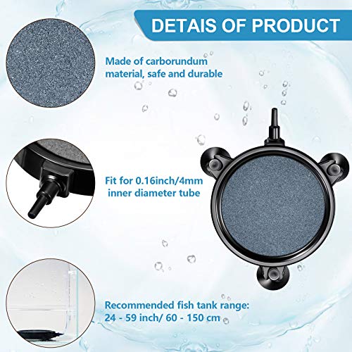 Mudder 8 Pieces 4 Inch Disc Air Stone Diffuser Fish Tank Air Stone with 24 Pieces Suction Cups Aerator Diffuser Round Air Stone Kit for Hydroponics Aquarium Fish Tank Air Stone (Blue with Gray)