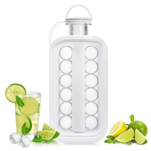 littlestar ice cube trays 2 in 1 portable ice ball maker kettle with 17 grids flat body lid cooling ice pop/cube molds for hockey,cocktail,coffee,whiskey,champagne,beer,juice,(white)