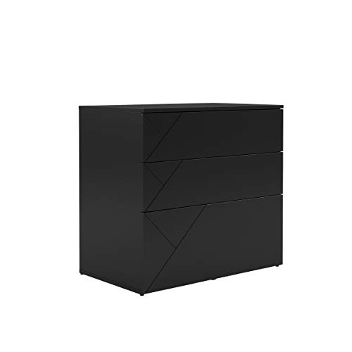 Nexera 608606 Atypik 3-Drawer Storage, Black Filing Cabinet