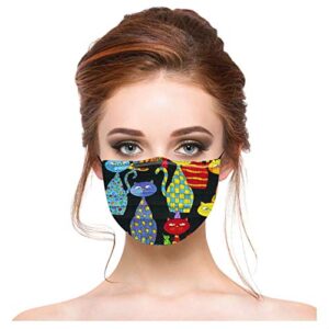 50PCS Personalized Cat Printed Disposable_Face_Masks for Adult,3-ply Face Protection Covering with Elastic Earloop and Nose Clip for Outdoor,Comfortable & High Filtration &Ventilation (F)