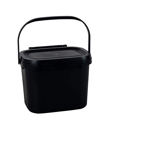 Addis Eco 100% Plastic Everyday Kitchen Food Waste Compost Caddy Bin, 4.5 Litre, Recycled Black