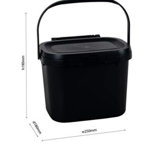 Addis Eco 100% Plastic Everyday Kitchen Food Waste Compost Caddy Bin, 4.5 Litre, Recycled Black