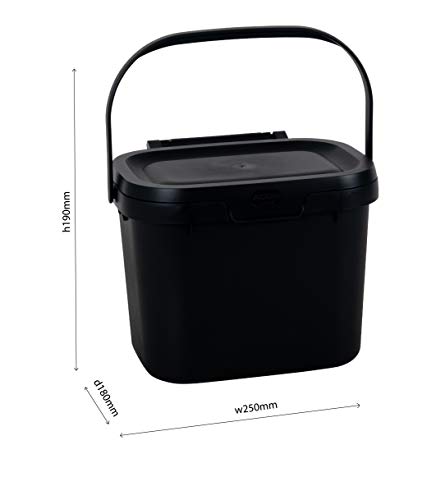 Addis Eco 100% Plastic Everyday Kitchen Food Waste Compost Caddy Bin, 4.5 Litre, Recycled Black