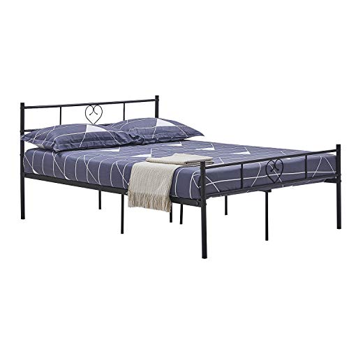 H.J WEDOO Full Bed Frame Metal Black with Headboard and Footboard Bed Frame No Box Spring Needed Platform Bed Frame Mattress Foundation for Adults Teens