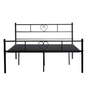 H.J WEDOO Full Bed Frame Metal Black with Headboard and Footboard Bed Frame No Box Spring Needed Platform Bed Frame Mattress Foundation for Adults Teens