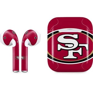skinit decal audio skin compatible with apple airpods with lightning charging case - officially licensed nfl san francisco 49ers large logo design