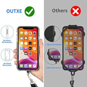 OUTXE Universal Phone Lanyard 2 Packs - 2× Adjustable Neck Strap, 4× Phone Patches- Black