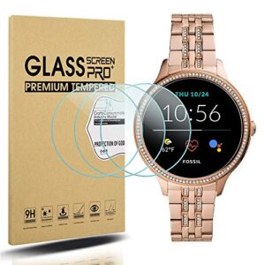 suoman 3-pack for new fossil women's gen 5e 42mm screen protector, 2.5d 9h hardness tempered glass screen protector for fossil women's gen 5e 42mm smartwatch