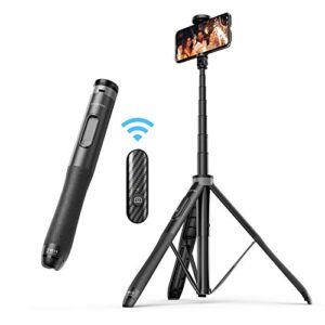 atumtek 51" selfie stick tripod, all in one extendable phone tripod stand with bluetooth remote 360° rotation for iphone and android phone selfies, video recording, vlogging, live streaming, black