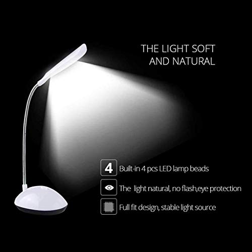 Reading Lamp LED Book Light Battery Powered Small Table Lamp Eye Protection Reading Light Simple Energy-saving Bedside Lamp Glare-Free Soft Lights 360° Flexible for Bookworms and Kids Eye-caring Table