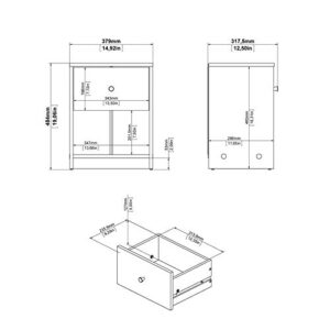 Home Square 3 Piece Bedroom Set with 6-Drawer Double Dresser and Two of 1-Drawer Nightstand in Black