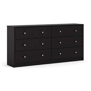 Home Square 3 Piece Bedroom Set with 6-Drawer Double Dresser and Two of 1-Drawer Nightstand in Black