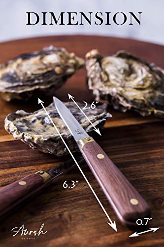 Aursh Oyster Shucking Knife With 2 Pairs Level 5 Protection Food Grade Cut Resistant Gloves (M & L Sizes) Oyster Knife Shucker Set Clam Knife Oyster Opener Seafood Opener Kit Tool Oyster Shucker Set