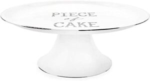 auldhome rustic white cake stand, farmhouse enamelware round pedestal cake stand, distressed vintage style