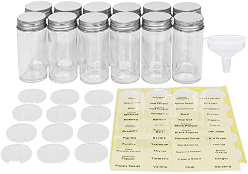 Simple Houseware 30 Spice Gripper Clips Strips Cabinet Holder + 12-Pack Spice Bottles w/label