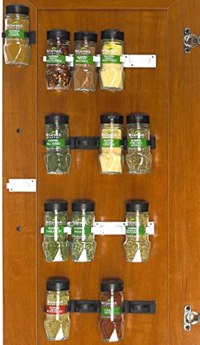 Simple Houseware 30 Spice Gripper Clips Strips Cabinet Holder + 12-Pack Spice Bottles w/label