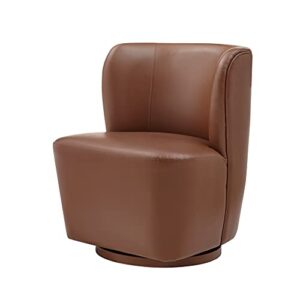 Ball & Cast Swivel Accent Chair with Brown Faux Leather in living bedroom office nursery room