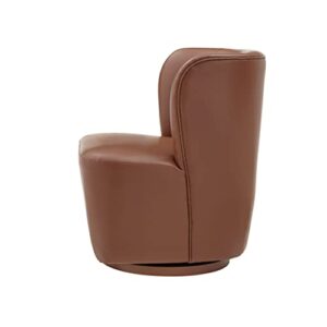 Ball & Cast Swivel Accent Chair with Brown Faux Leather in living bedroom office nursery room