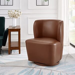 Ball & Cast Swivel Accent Chair with Brown Faux Leather in living bedroom office nursery room