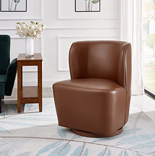 Ball & Cast Swivel Accent Chair with Brown Faux Leather in living bedroom office nursery room